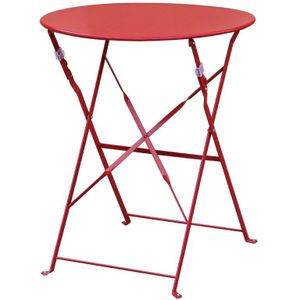 Ronde opklapbare tafel | Rood | Staal |71(h) x 59,5(Ø)cm
