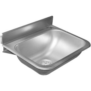 Mini wandwastafel met spatwand – RVS geborsteld – 380x300x130 mm – Naadloos geperst – Incl. sifon