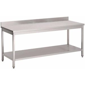 RVS werktafel met onderblad en spatrand | 70 cm | 8 Formaten150 (L) x 70 (B) x 85 (H) cm