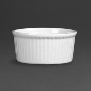 Olympia Ramekin Geribbeld | Wit Porselein | 120ml | 12 Stuks