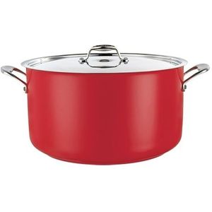 Kookpan middel | Rood | RVS | 5.8 Liter | 24cmØ |voor  gas, elektrisch, keramisch en  inductie