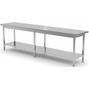 Lange rvs werktafel met onderschap | 80 cm Diep | 4 Formaten240 (L) x 80 (D) x 90 (H) cm