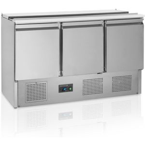 Saladette-toonbank GN 1/1 | RVS | 2 tot 10 °C | ventilatorkoeling | 136,5x70x88(h) cm