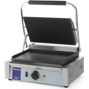 Hendi Contactgrill Horeca - Professionele Panini Grill - Gegroefd/Gegroefd - 43x37x(H)21cm