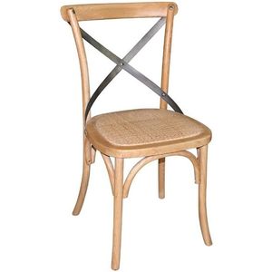 houten stoel met gekruiste rugleuning naturel  | 89 x 49,5 x 55 cm  | (2 stuks)