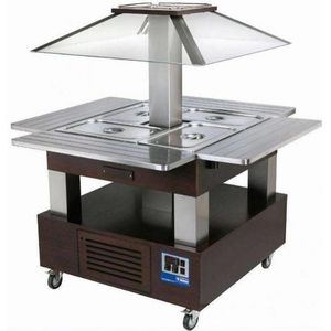 Bain Marie Eiland Buffet 4 x 1/1 GN Wenge | Warmhoud150 tot 180 cm