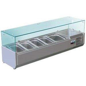 Opzetkoelvitrine 4x 1/3 + 1x 1/2 GN | Statische koelingLager dan 90 cm