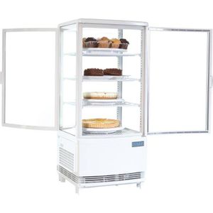 Koelvitrine - Wit - 86 liter - Gebogen Glas - Deur aan voor- en achterkant - 42x43x(h)98cm