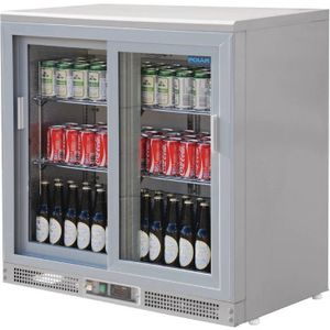 Bardisplay Koeler | Zilver | 2 Glazen Schuifdeuren90 tot 150 cm