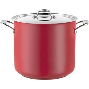 Kookpan RVS Hoog | Ø24cm | 8.7L | Rood | gas, elektrisch, keramisch