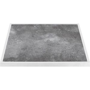 tafelblad van gehard glas voor buiten | donker steeneffect |Witte rand | 700 mm
