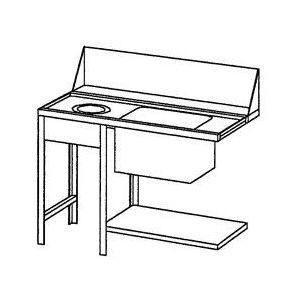 Aanvoertafel links met Afvalkoker | 120x72x85 cmLager dan 90 cm