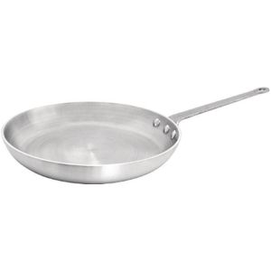 Vogue Aluminium Fry Pan 240mm - Keuken Kookgerei met Ultra Scherp Roestvrij Stalen Mes en Houten Look Handvat - Pack van 1