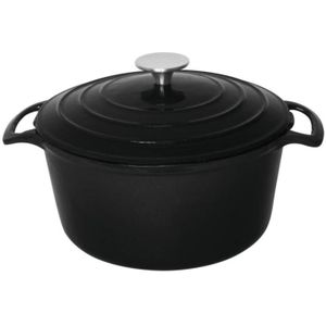 Vogue GH301 - Ronde Braadpan 4L - Zwart - Horeca & Professioneel - Hoge Kwaliteit Gietijzer