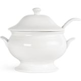 Olympia Porseleinen Soep Tureen En Ladle 2.5Ltr 97oz 227X250mm - Wit (2 stuks)