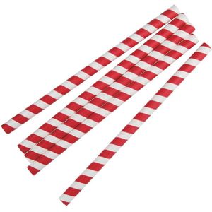 Composteerbare papieren smoothierietjes 210mm rood-wit | Individueel verpakt (250 stuks)