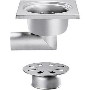 RVS Vloerafvoerput | 200x200 mm | Zijdelingse Afvoer 63 mm - Zware Lasten