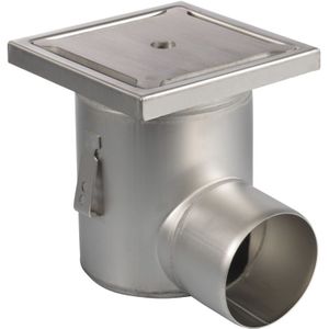 Vloerput | 200 x 200 mm | RVS 304 | horizontale aansluiting  | 3,70 l/s