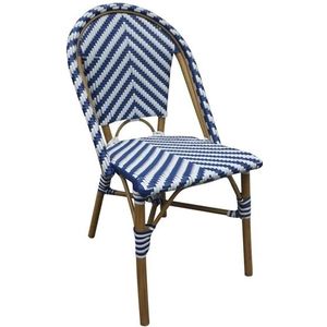 Parijse stijl rotan bijzetstoel | blauw | 2 Stuks | Rotan | 89(h) x 56,4(b)cm