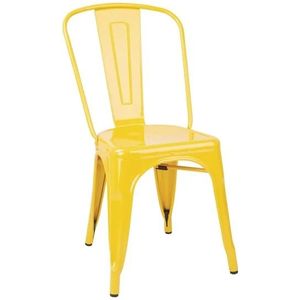 Bistro stalen bijzetstoelen geel | (4 stuks)