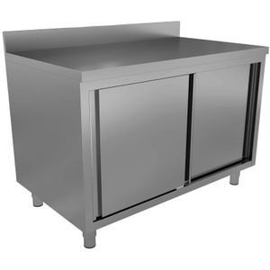 Werktafel met schuifdeuren| RVS | 600 serie | verhogingLager dan 90 cm
