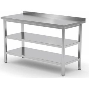 RVS werktafel met spatrand | 70 cm diep | 5 formaten(L) 70 x (B) 120 x (H) 85-90 cm