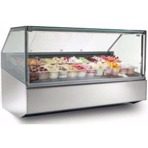 LED Schepijsvitrine | 12 bakken, 5 liter | 119x110x135(h) cm90 tot 150 cm