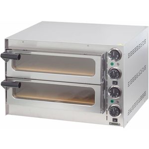 Pizza Oven RVS - 2 Binnenkamers 410x370x90mm - 2700W - 550x430x(H)245mm
