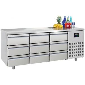RVS Koelwerkbank | 9 Laden | Geforceerde KoelingLager dan 90 cm