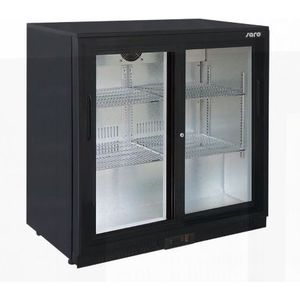 Barkoelkast | 2 Glazen Deuren | Zwart | 198LLager dan 90 cm