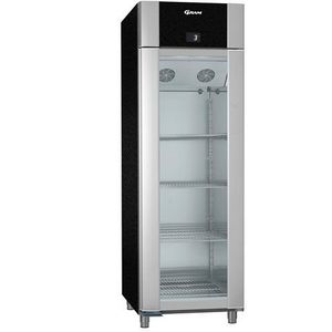 RVS koelkast zwart met glazen deur | 2/1 GN | 610 liter