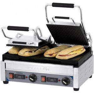 Double contact grill Premium grooved - smooth with timer