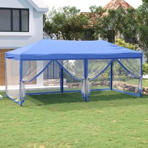 VidaXL Inklapbare Partytent 3x6m Blauw - Met Zijwanden