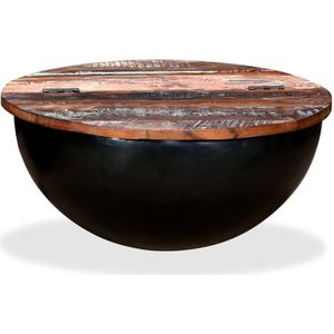 Salontafel komvormig massief gerecycled hout zwart