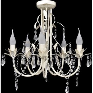 Kristallen kroonluchter met wit elegant design (5 lampen)