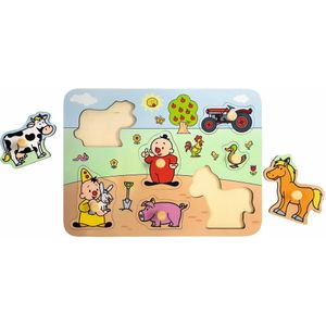 Bumba houten puzzel met nopjes -  dieren/boerderij - 7 stukken