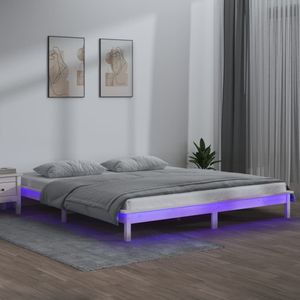 VidaXL Bedframe LED Massief Hout Wit 200x200 cm