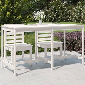 VidaXL Tuintafel 203,5x90x110 cm Massief Grenenhout Wit