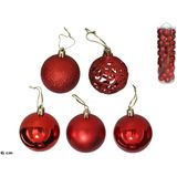 Kerstballen Set - 50 Stuks Rode Kerstballen - Onbreekbare Kerstballen - Kerstdecoratie Mix - Kerstboom Versiering - Kunststof Kerstballen - Rood