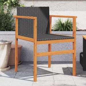 Tuinstoelen 2 st poly rattan en massief hout zwart