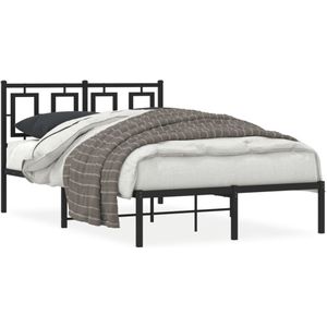 Bedframe met hoofdbord metaal zwart 120x190 cm