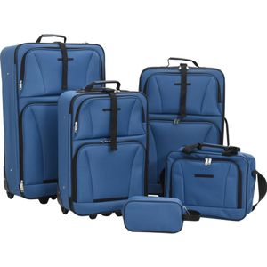 5-delige Kofferset stof blauw