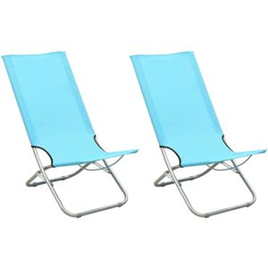 Strandstoelen 2 st inklapbaar stof turquoise