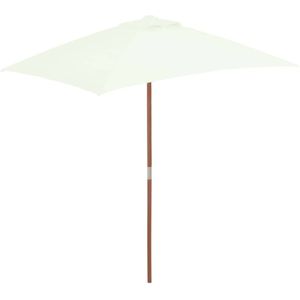 <p>Deze elegante parasol is de perfecte keuze om wat schaduw te creëren en jezelf te beschermen tegen de schadelijke uv-straling van de zon. Het parasoldoek is gemaakt van uv-beschermend en anti-vervagend polyester, waardoor het je optimale bescherming tegen de zon biedt en gemakkelijk schoon te maken is.</p>
<p>De paaldiameter van 38 mm maakt het mogelijk om de parasol in een bestaande voet te plaatsen of in het midden van een tafel te zetten. De sterke houten paal en de 6 duurzame baleinen zorgen voor stabiliteit en duurzaamheid.</p>
<p>Met het eenvoudige katrolsysteem kan de tuinparasol gemakkelijk geopend en gesloten worden. Het product is ook eenvoudig te monteren.</p>
<p>Let op, wij adviseren om het doek te behandelen met een waterdichtmakende spray als het wordt blootgesteld aan zware regenval.</p>
<ul>
  <li>Kleur parasoldoek: zandkleurig</li>
  <li>Materiaal frame: gelamineerd bamboe en hardhout</li>
  <li>Materiaal hoes: stof</li>
  <li>Totale afmetingen: 150 x 200 x 235 cm (B x D x H)</li>
  <li>Diameter paal: 38 mm</li>
  <li>Met ventilatiegat</li>
  <li>Met 6 baleinen</li>
  <li>Beschikt over een enkelvoudig katrolsysteem</li>
</ul>