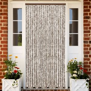 vidaXL-Vliegengordijn-100x200-cm-chenille-taupe-en-wit