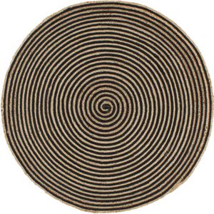 Vloerkleed handgemaakt met spiraal ontwerp 90 cm jute zwart