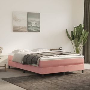 VidaXL Boxspringframe Fluweel Roze 140x190 cm