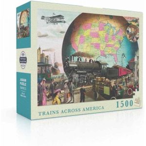 New York Puzzle Company Treinen door Amerika - 1500 stukjes