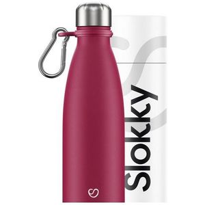 Slokky - Matte Pink Thermosfles, RVS Dop & Karabijnhaak - 500ml