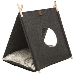 TRIXIE KATTENMAND TENT ELFIE MET KUSSEN VILT ANTRACIET 50X46X52 CM